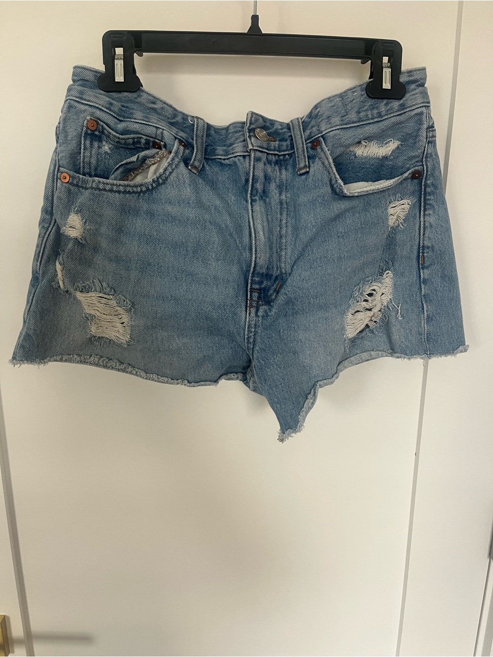 Madewell Light Blue Distressed Denim Cutoff Shorts